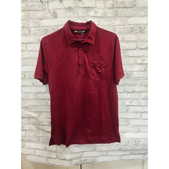 Travis Mathew Men Golf Polo Shirt Stretch Dark Red Burgundy Size L - Picture 7 of 8